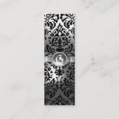 DAMASK MONOGRAM Edelband weiß Mini Visitenkarte (Rückseite)