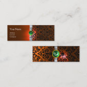 DAMASK MONOGRAM Edelband weiß orange grün Mini Visitenkarte (Vorne/Hinten)