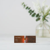 DAMASK MONOGRAM Edelband weiß orange Mini Visitenkarte (Stehend Vorderseite)