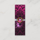 DAMASK MONOGRAM Edelband weiß rosa Mini Visitenkarte (Rückseite)