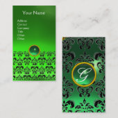 DAMASK MONOGRAM Edelgrün Visitenkarte (Vorne/Hinten)