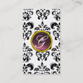 DAMASK MONOGRAM Edelm lila, hellweiß Visitenkarte (Rückseite)