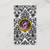 DAMASK MONOGRAM Edelm lila, hellweiß Visitenkarte (Rückseite)