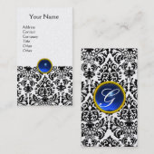 DAMASK MONOGRAM Edelstein blaues Platin Visitenkarte (Vorne/Hinten)