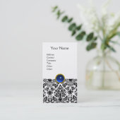 DAMASK MONOGRAM Edelstein blaues Platin Visitenkarte (Stehend Vorderseite)
