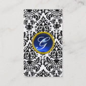 DAMASK MONOGRAM Edelstein blaues Platin Visitenkarte (Rückseite)