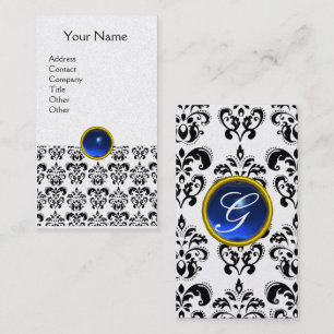 DAMASK MONOGRAM Edelstein blaues Platin Visitenkarte
