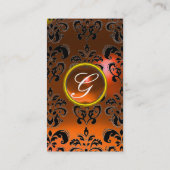 DAMASK MONOGRAM-Edelstein gelb Visitenkarte (Rückseite)