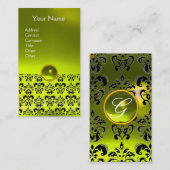 DAMASK MONOGRAM-Edelstein gelb Visitenkarte (Vorne/Hinten)