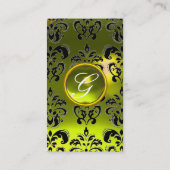 DAMASK MONOGRAM-Edelstein gelb Visitenkarte (Rückseite)