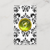 DAMASK MONOGRAM-Edelstein-Gelbmuschel Visitenkarte (Rückseite)