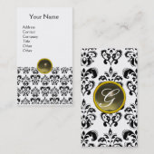 DAMASK MONOGRAM-Edelstein grau-weiß Visitenkarte (Vorne/Hinten)