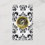 DAMASK MONOGRAM-Edelstein grau-weiß Visitenkarte (Rückseite)