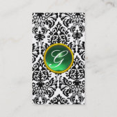 DAMASK MONOGRAM Edelstein grünes Platin Visitenkarte (Rückseite)
