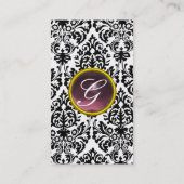 DAMASK MONOGRAM Edelstein lila leichte Perle Visitenkarte (Rückseite)