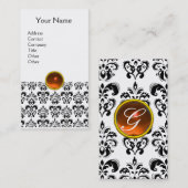 DAMASK MONOGRAM-Edelstein Orange weiß Visitenkarte (Vorne/Hinten)