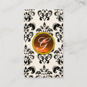 DAMASK MONOGRAM-Edelstein Orangencreme Visitenkarte (Rückseite)