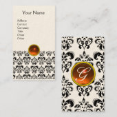 DAMASK MONOGRAM-Edelstein Orangencreme Visitenkarte (Vorne/Hinten)