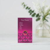 DAMASK MONOGRAM-Edelstein Rosa Fuchsia Visitenkarte (Stehend Vorderseite)