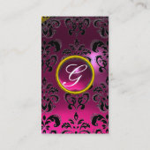 DAMASK MONOGRAM-Edelstein Rosa Fuchsia Visitenkarte (Rückseite)
