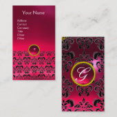 DAMASK MONOGRAM-Edelstein-Rosa-Ruine Visitenkarte (Vorne/Hinten)