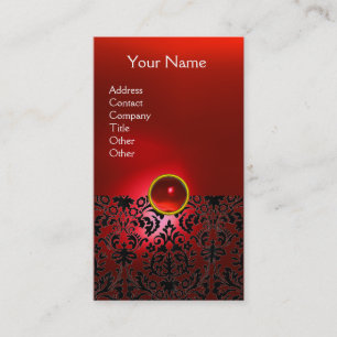 DAMASK MONOGRAM Edelstein Rot Rubin Hell Weiß Visitenkarte