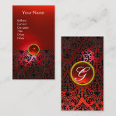 DAMASK MONOGRAM Edelstein Roter Ruby, leicht weiß Visitenkarte (Vorne/Hinten)