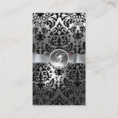 DAMASK MONOGRAM Edelstein Schwarz Visitenkarte (Rückseite)