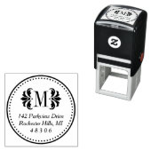 Damask Monogram erste klassische Rücksendeadresse Permastempel (Beispiel)