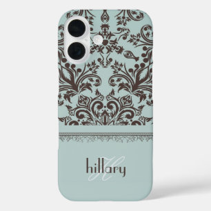 Damask Monogram Floral iPhone 16 Hülle