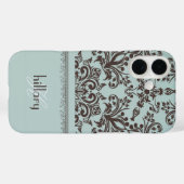 Damask Monogram Floral Case-Mate iPhone Hülle (Rückseite (Horizontal))