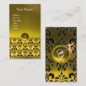 DAMASK MONOGRAM gelb Visitenkarte (Vorne/Hinten)