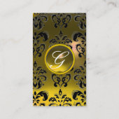 DAMASK MONOGRAM gelb Visitenkarte (Rückseite)