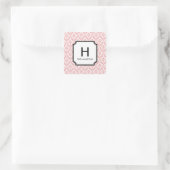 Damask Monogram-Geschenk-Tag-Aufkleber/Gefälligkei Quadratischer Aufkleber (Tasche)