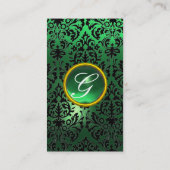 DAMASK MONOGRAM grün weiß Visitenkarte (Rückseite)