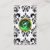 DAMASK MONOGRAM grün weiß Visitenkarte (Rückseite)