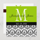 Damask Monogram Hochzeit Einladung Apple Green (Vorne/Hinten)