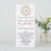 Damask MONOGRAM Hochzeitsprogramm Programm (Stehend Vorderseite)