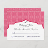 Damask Monogram Honeysuckle RSVP Card (Vorne/Hinten)