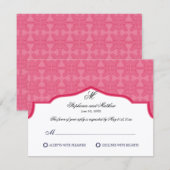 Damask Monogram Honeysuckle RSVP Card Karte (Vorne/Hinten)