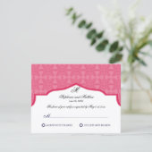 Damask Monogram Honeysuckle RSVP Card Karte (Stehend Vorderseite)