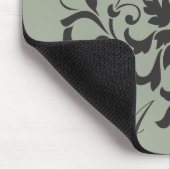 Damask Monogram in Elegangrau oder Grau Mousepad (Ecke)