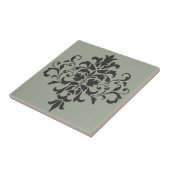 Damask Monogram in Elegangrau und Schwarz Fliese (Seite)