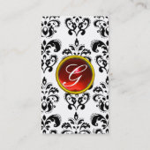 DAMASK MONOGRAM Juwel Red ruby Light Egshell Visitenkarte (Rückseite)