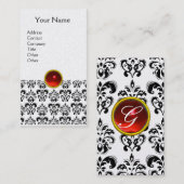 DAMASK MONOGRAM Juwel Red ruby Light Gold Visitenkarte (Vorne/Hinten)