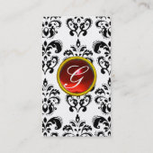 DAMASK MONOGRAM Juwel Red ruby Light Gold Visitenkarte (Rückseite)