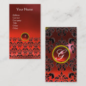 DAMASK MONOGRAM-Juwel Red Ruby Visitenkarte (Vorne/Hinten)