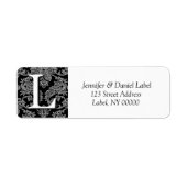 Damask Monogram K-Rücksendeadressen-Aufkleber (Vorne)