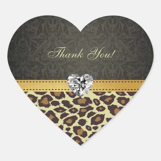 Damask Monogram Leopard Danke Stickers (Vorderseite)