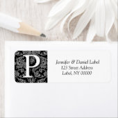 Damask Monogram P Address Mailing Labels (Insitu)